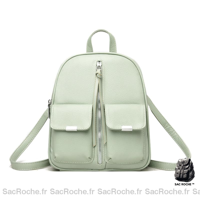 Sac À Dos Femme Multipoches Original - Simili Cuir Vert Sac A