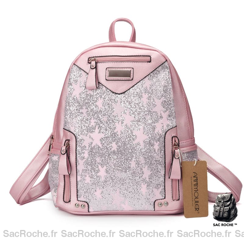 Sac À Dos Femme Pailleté Design Rose Sac A
