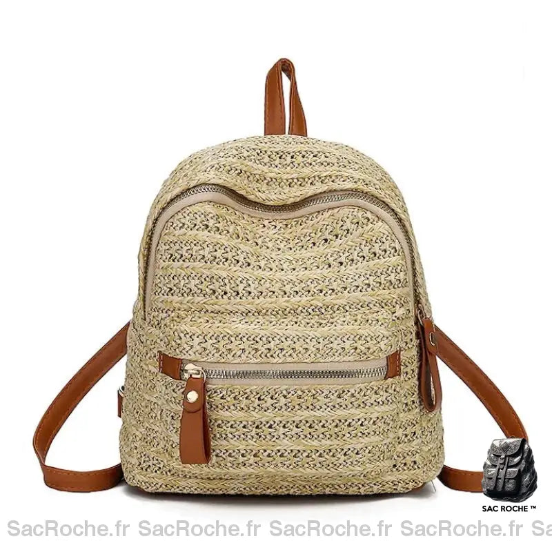 Sac À Dos Femme Plage Paille Kaki Sac De