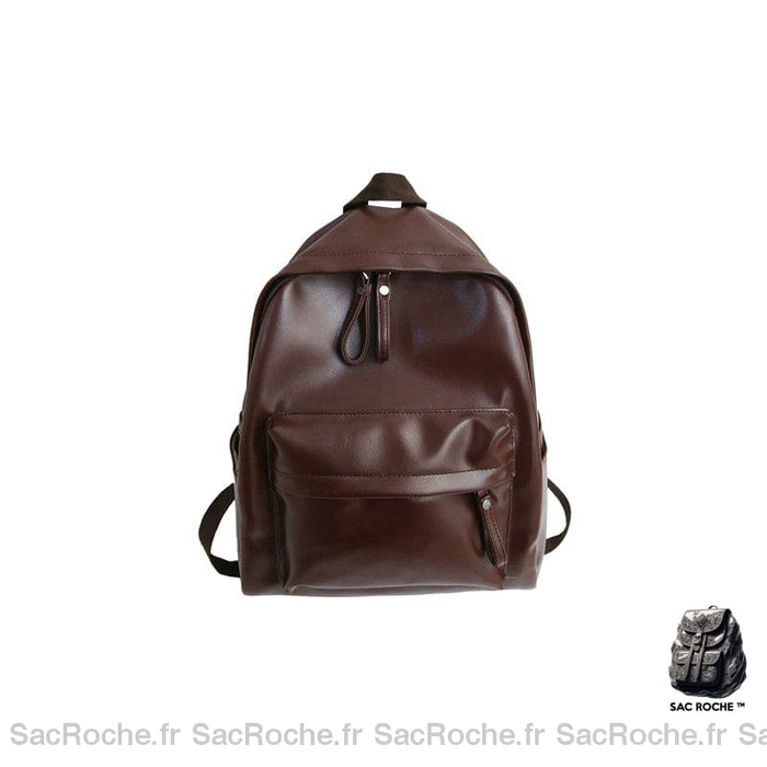 Sac à dos femme style preppy en cuir - Marron - Cuir Sac à main
