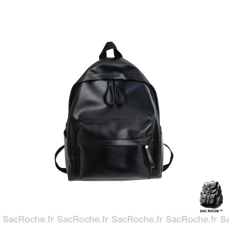 Sac à dos femme style preppy en cuir - Noir - Cuir Sac à dos