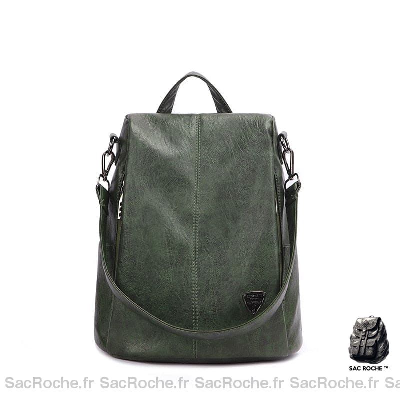 Sac à dos en cuir véritable pour femmes vert de haute qualité