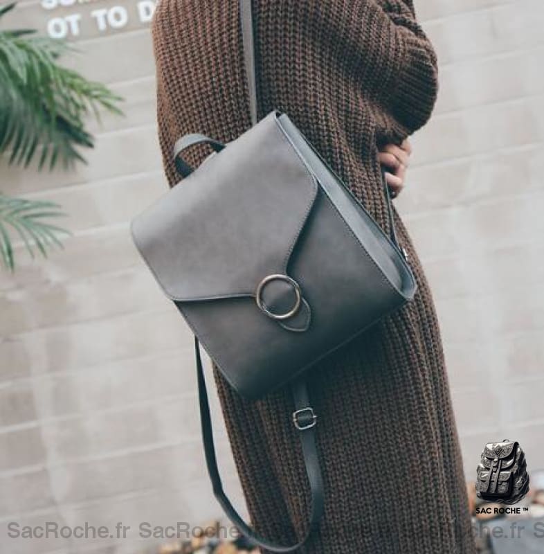 Sac à dos rétro pour femme - Gris - Arrivée Sac à dos