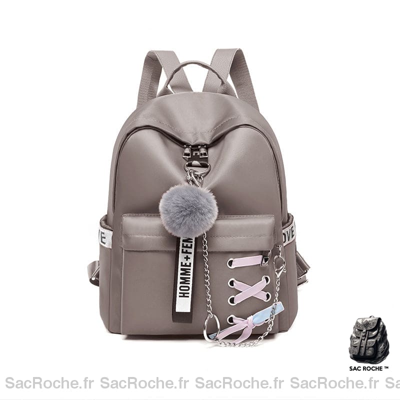 Sac à dos femme style rétro - Gris - Sac à dos scolaire Sac à dos