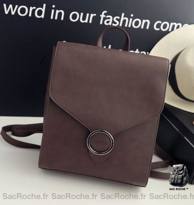 Sac à dos rétro pour femme - Marron - Sac à dos Cuir