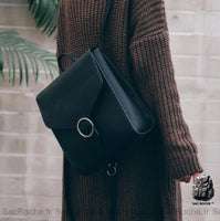 Sac à dos femme rétro - modèle Noir - Sac Roche ™