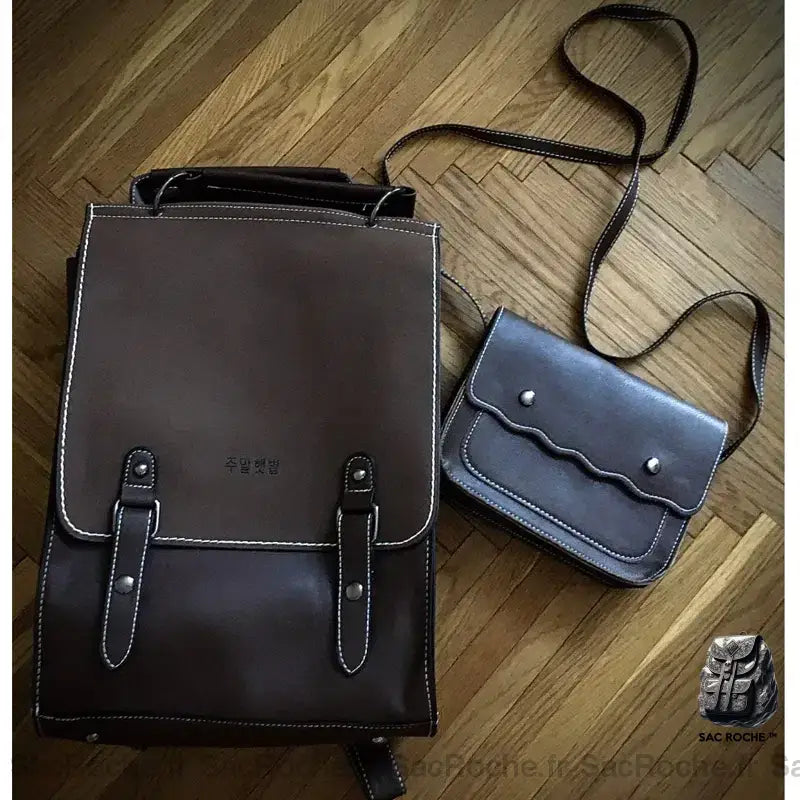 Sac À Dos Femme Simili Cuir 2 Pièces