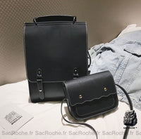 Sac à dos femme simili cuir 2 pièces - modèle Noir - Sac Roche ™