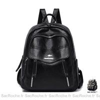 Sac à Dos Femme Texturé avec Compartiments Multi - modèle Full Noir - Sac Roche ™
