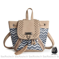 Sac à dos femme urbain cuir tissu bohème - Sac Roche ™