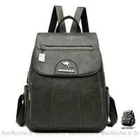 Sac à dos femme urbain cuir - modèle Vert - Sac Roche ™
