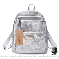 Sac à Dos Femme Urbain Élégant - modèle Argenté - Sac Roche ™