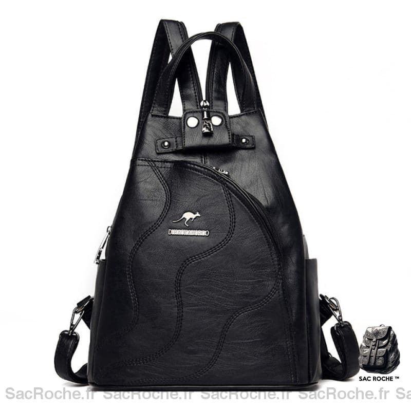 Sac À Dos Femme Urbain Rétro Élégant Noir Sac A Dos Femme