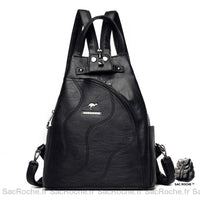 Sac à Dos Femme Urbain Rétro Élégant - modèle Noir - Sac Roche ™