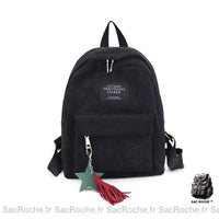 Sac à dos femme velours côtelé élégant - modèle Noir - Sac Roche ™