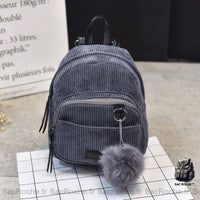 Sac à dos femme velours côtelé - modèle Gris - Sac Roche ™