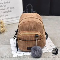 Sac à dos femme velours côtelé - modèle Marron - Sac Roche ™