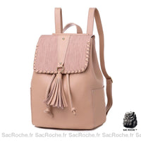 Sac à dos femme vintage avec rabat et pompon - modèle Rose - Sac Roche ™