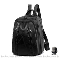 Sac à dos femme vintage en cuir PU - Noir - Cuir Sac à dos