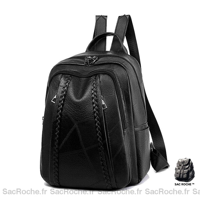 Sac à dos femme vintage en cuir PU - Noir - Cuir Sac à dos