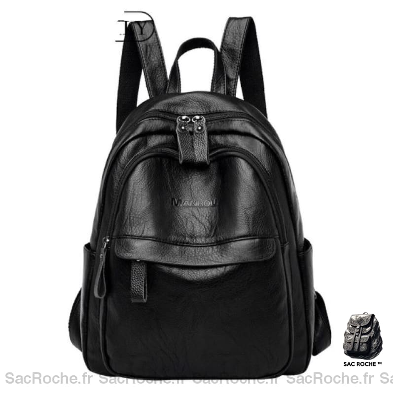 Sac à dos femme style vintage en cuir PU - Noir - Sac à dos Sac à dos scolaire