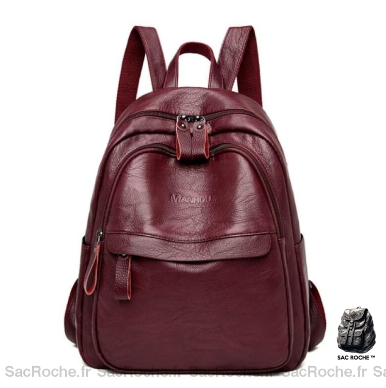 Sac à dos femme style vintage en cuir PU - Rouge - Cuir Sac à main