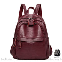 Sac à dos femme vintage cuir PU - modèle Rouge - Sac Roche ™