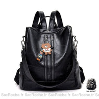 Sac À Dos Femme Vintage Cuir Souple Noir Sac A