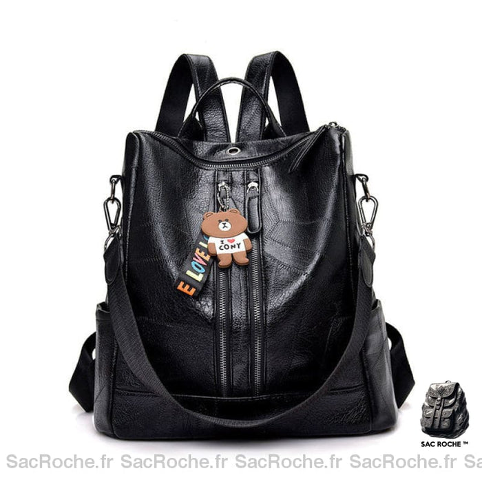 Sac À Dos Femme Vintage Cuir Souple Noir Sac A