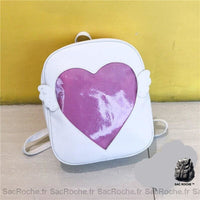 Sac à dos fille cœur rabat - modèle Blanc - Sac Roche ™