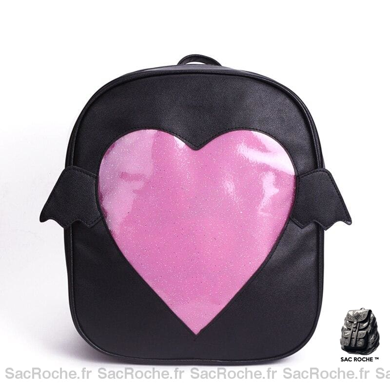Sac à dos fille à rabat motif cœur - Noir - Ita-sac Sac à dos scolaire