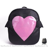 Sac à dos fille cœur rabat - modèle Noir - Sac Roche ™