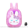 Sac à dos imitation cuir fille réfléchissant motif lapin rose avec un fond blanc