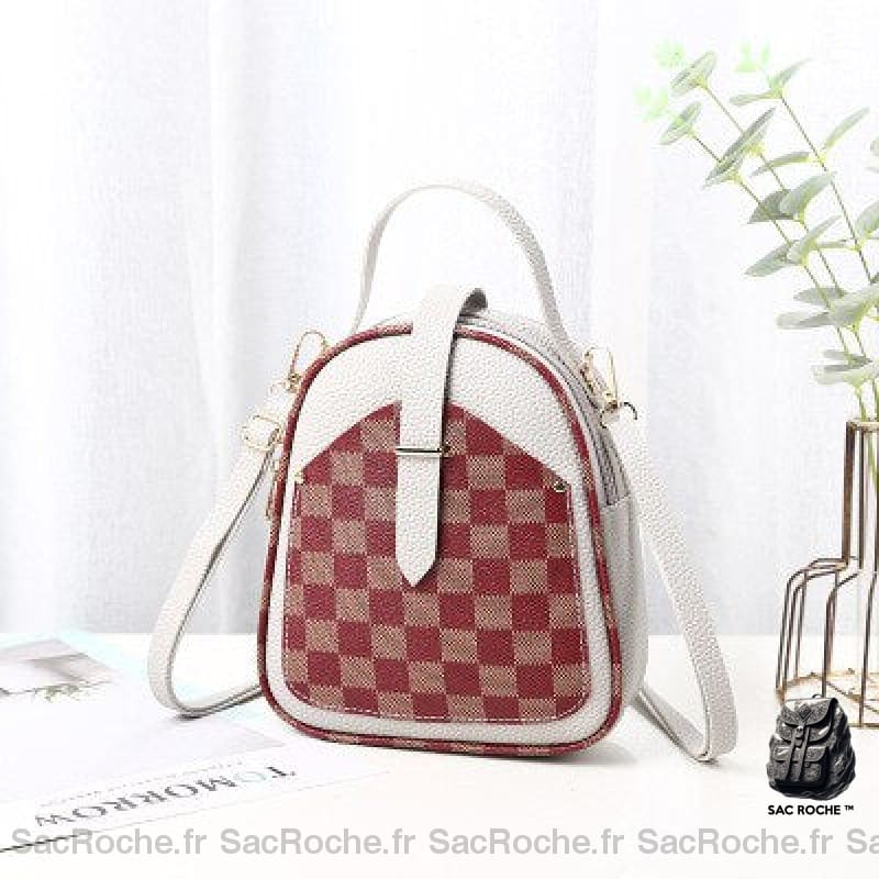 Sac À Dos Fille Mini Argent Et Rouge Petit Femme