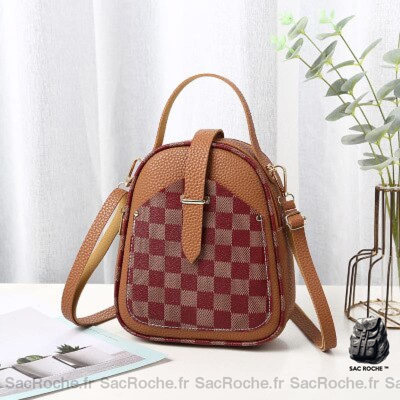 Sac À Dos Fille Mini Marron Et Rouge Petit Femme