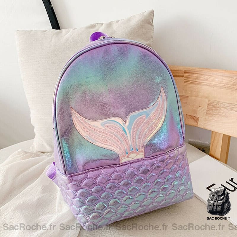 Sac à dos fille motif sirène multicolore avec un fond un lit