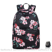 Sac À Dos Fleurs Avec Port Usb Noir Sacs Scolaire