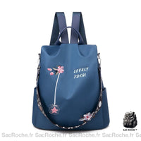 Sac à dos fleurs femme brodé - modèle Bleu - Sac Roche ™