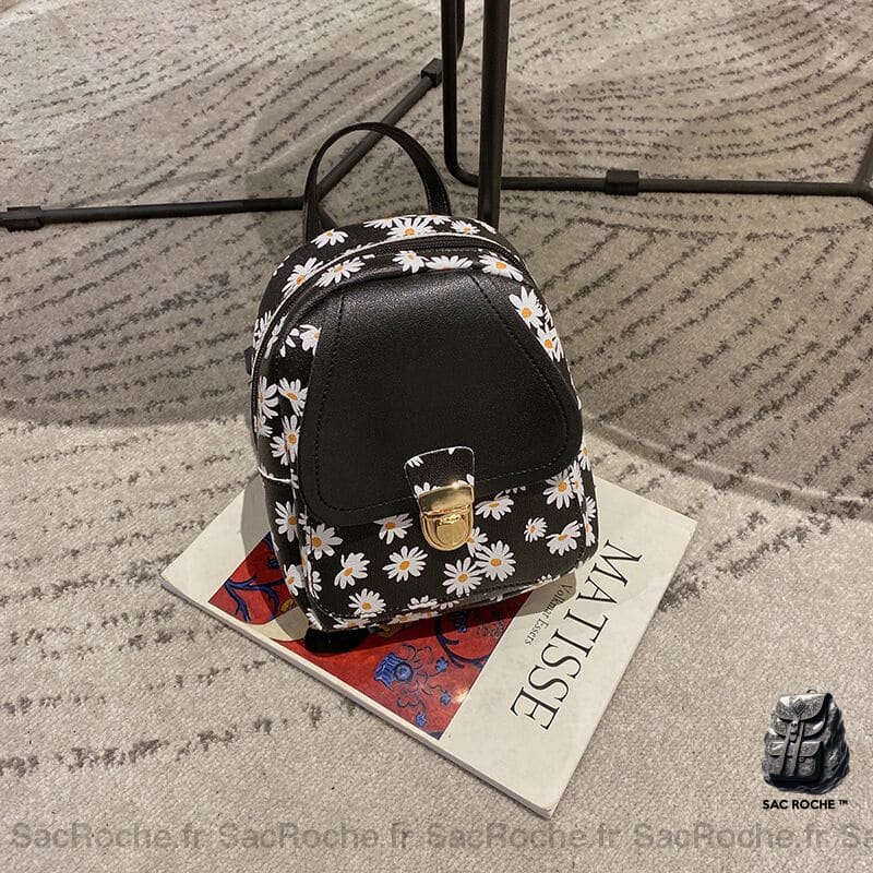 Sac À Dos Fleurs Femme Noir Petit