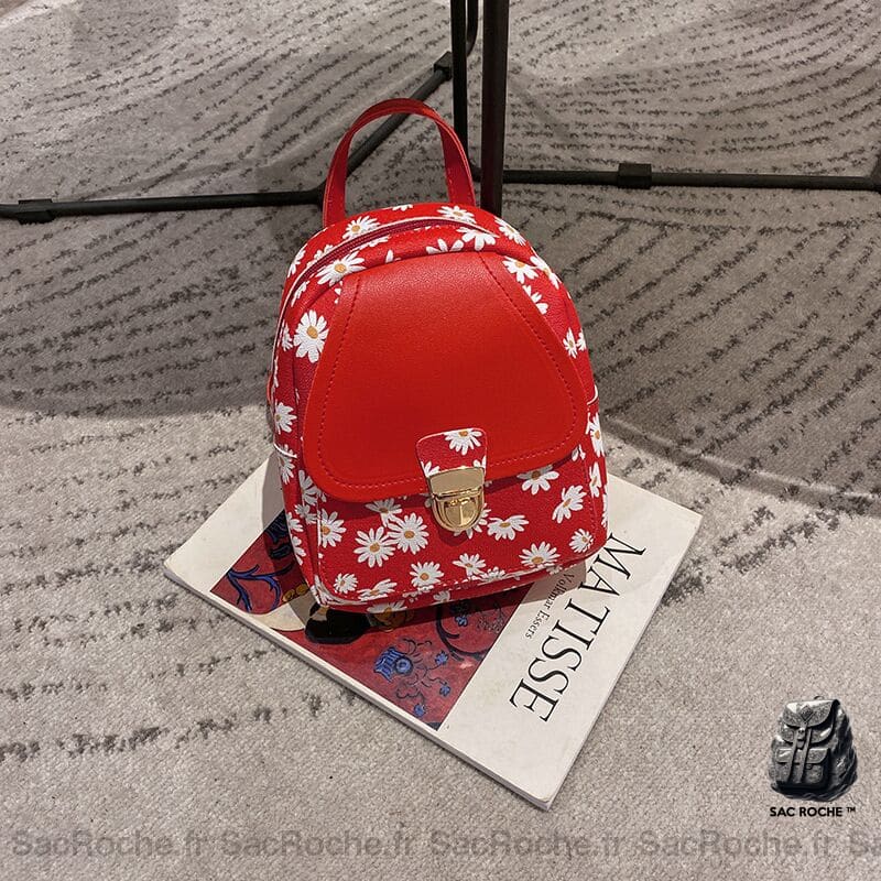 Sac À Dos Fleurs Femme Rouge Petit