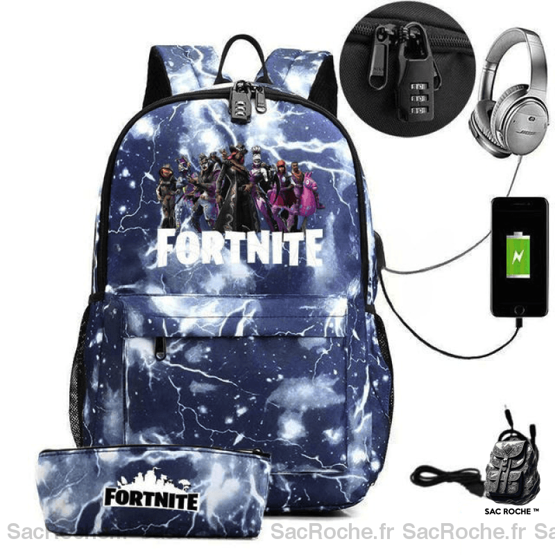 Sac À Dos Fortnite Avec Trousse Et Chargeur Usb Enfant