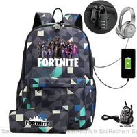 Sac à dos Fortnite avec trousse et chargeur USB - Sac Roche ™