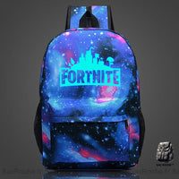 Sac à dos Fortnite phosphorescent multicolore avec un fond gris