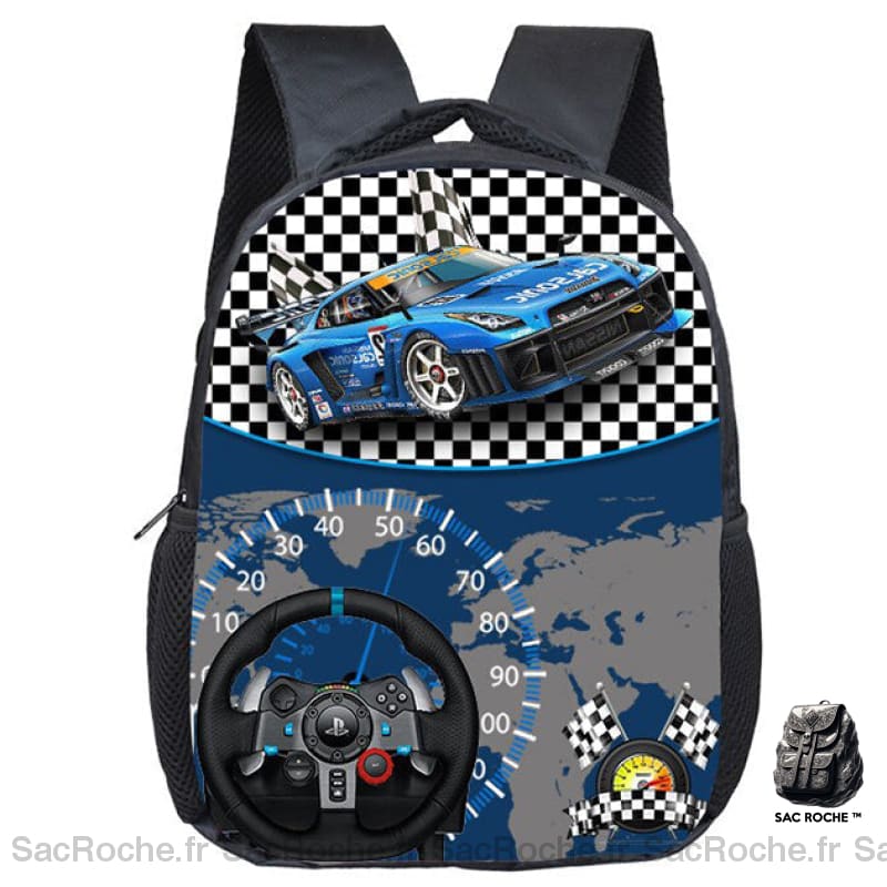 Sac À Dos Garçon Voiture Course Maternelle Noir Sacs Scolaire