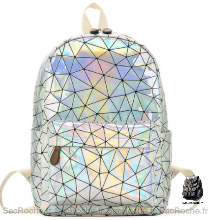 Sac à dos holographique géométrique - Argent - Sac à dos Sac à dos scolaire