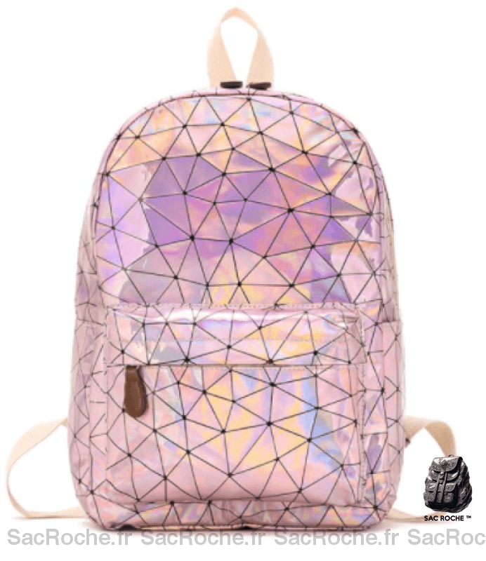 Sac à dos holographique géométrique - Rose - Sac à dos Sac à dos scolaire