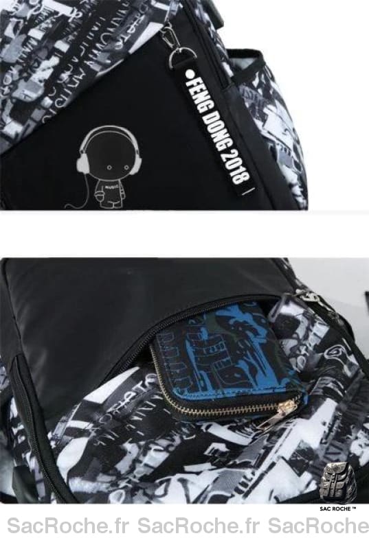 Sac À Dos Graffiti Usb Garçon Enfant