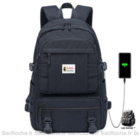 Sac à dos grande capacité jaune collège lycée - modèle Noir - Sac Roche ™