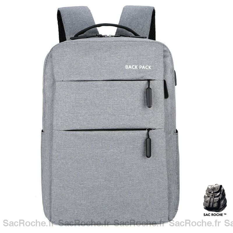 Sac À Dos Gris Multi-Poche Femme