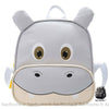 Sac à dos hippopotame pour enfant gris avec un fond blanc